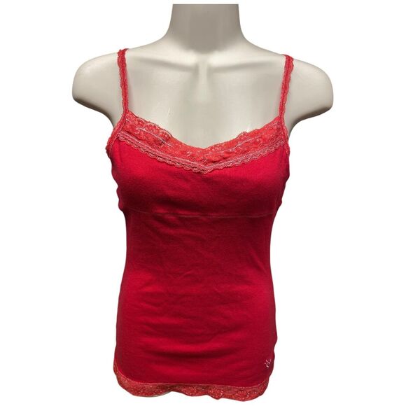Justice size L (14) red camisole shelf bra lace trim red y2k style - Picture 1 of 12